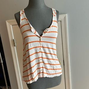 Orange and off white loose fit tank top